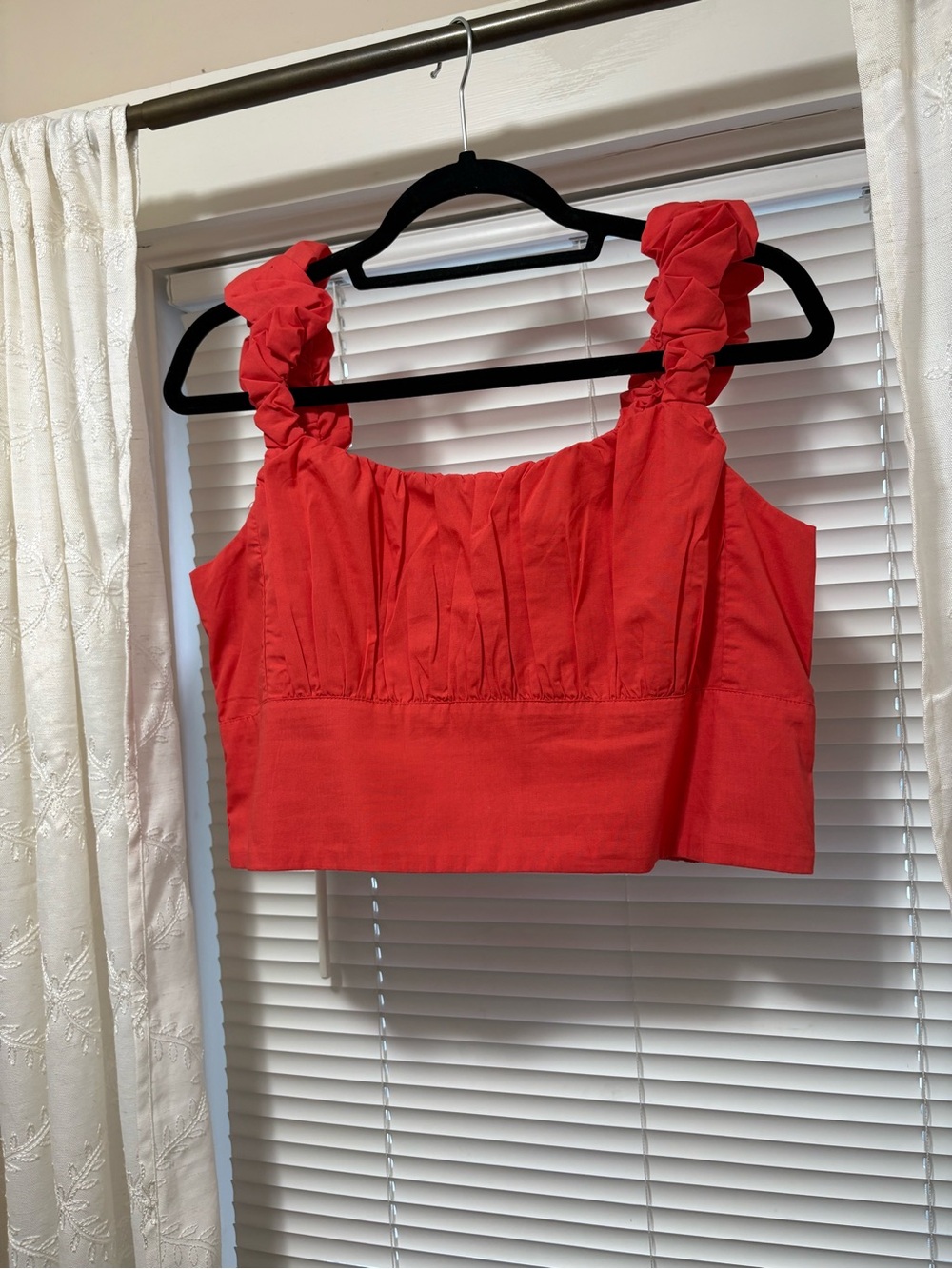Abercrombie & Fitch Red Ruffled Strap Crop Top